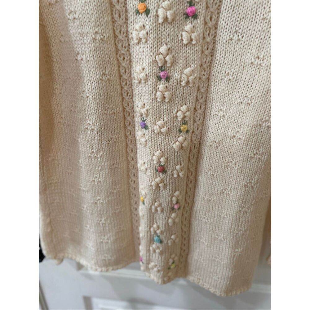 Smith's Bermuda cardigan is a cream-colored knit featuring delicate floral embro - Picture 9 of 9